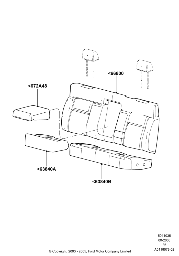 35C - Rear Seat Pads/Valances & Heating, Crew Cab, With 2nd Row Folding Armrests; 02/JUN/2003-18/AUG/2008
