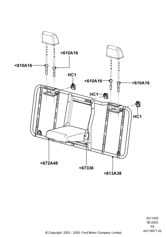 25C - Rear Seat Back, Crew Cab, With 2nd Row Folding Armrests; 02/JUN/2003-18/AUG/2008