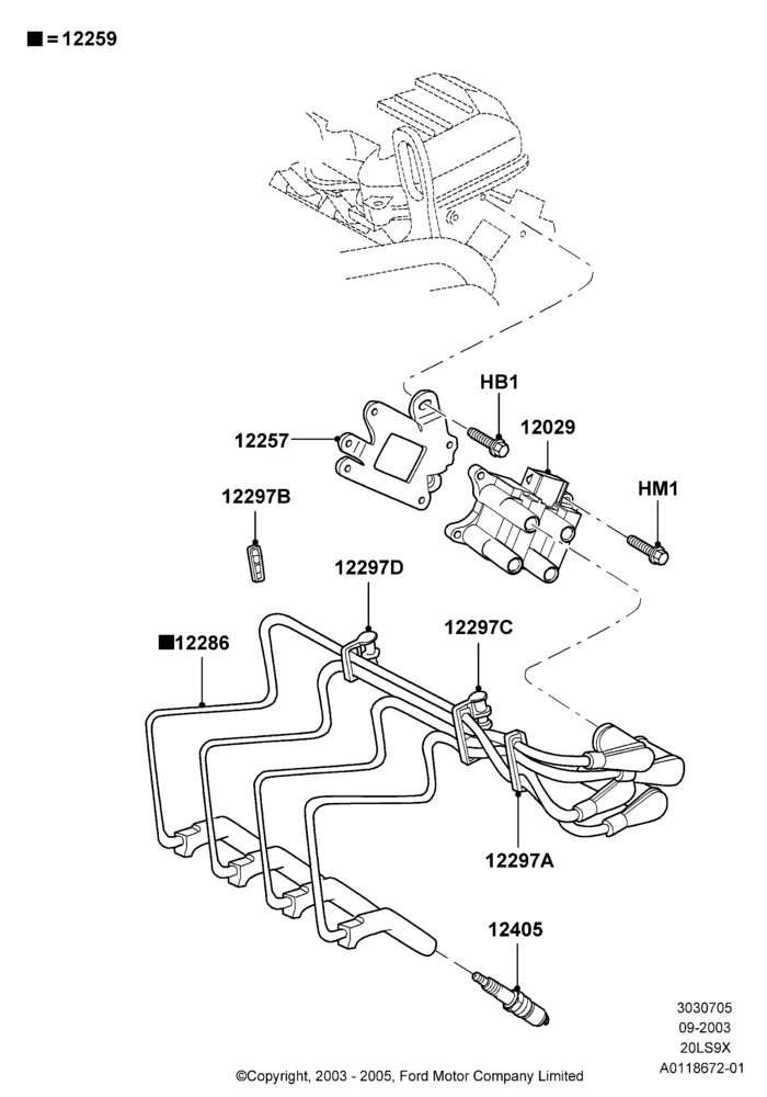 05 - Ignition Coil and Wires/Spark Plugs, CVH 2.0  EFI; 04/SEP/2003-05/APR/2004
