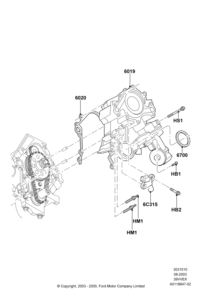 10 - Timing Gear Covers, 3.9L OHV EFI NA V6 GAS; 25/AUG/2003-02/JAN/2007