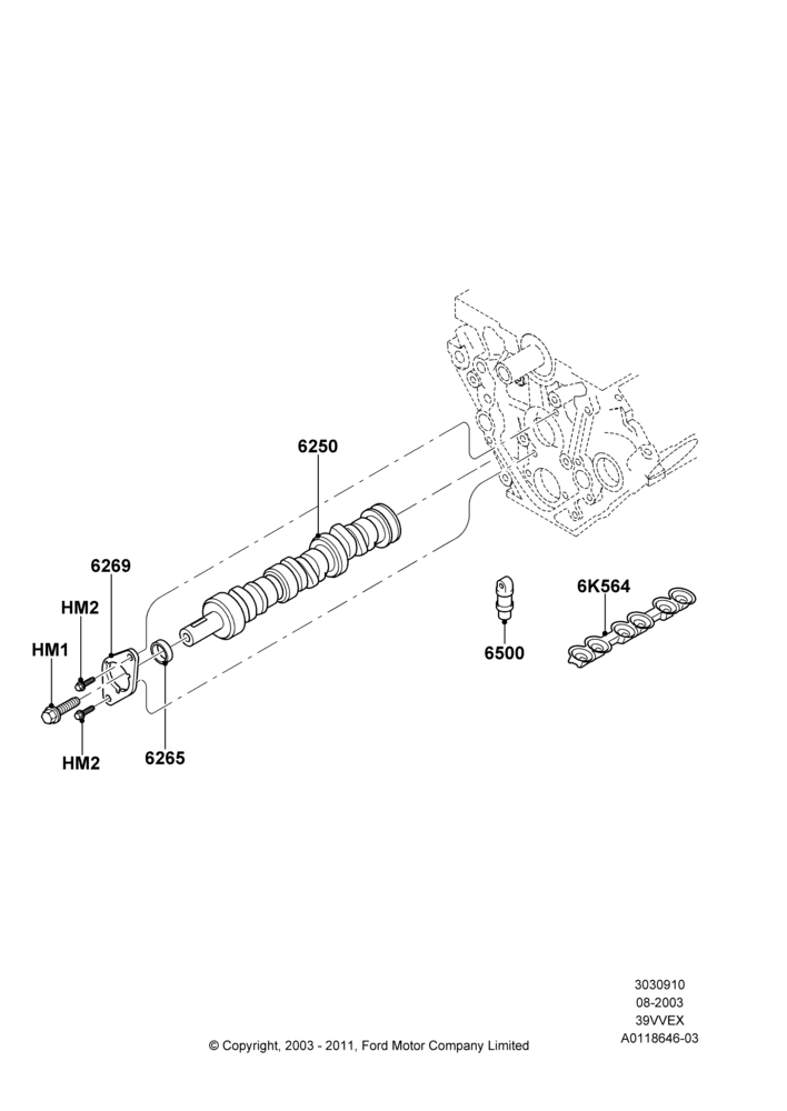 10 - Camshaft, 3.9L OHV EFI NA V6 GAS; 25/AUG/2003-02/JAN/2007