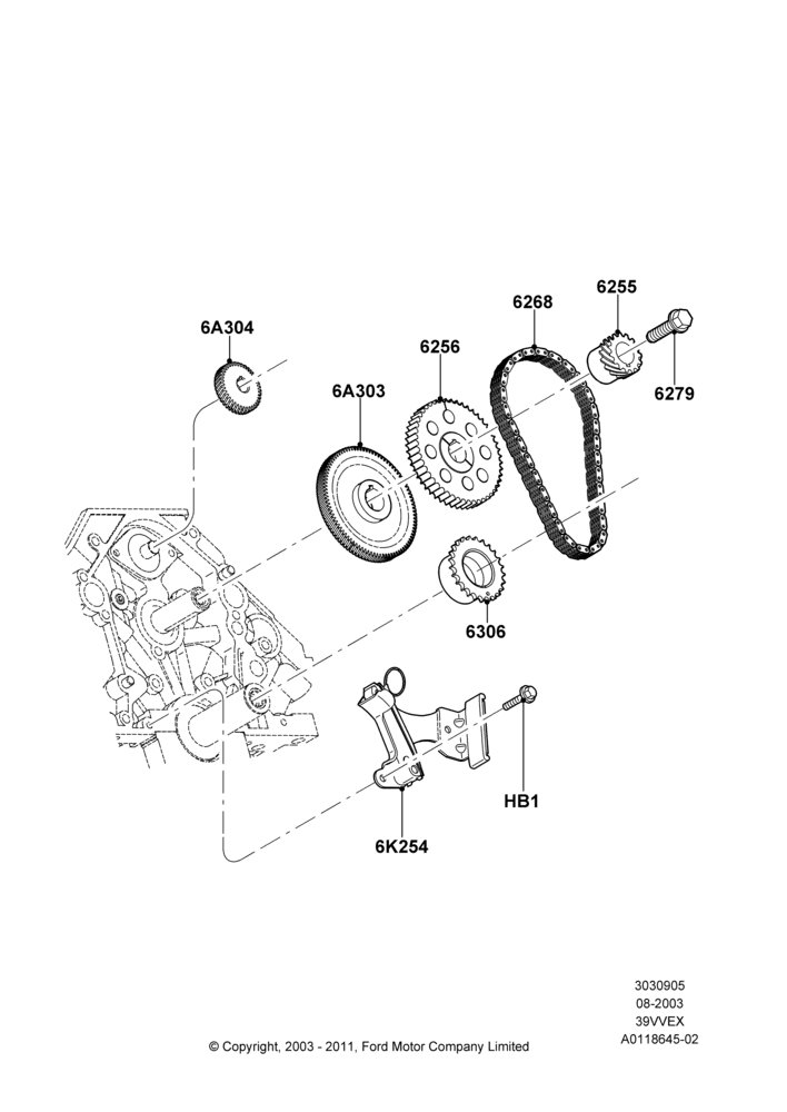 05 - Timing Gear, 3.9L OHV EFI NA V6 GAS; 25/AUG/2003-02/JAN/2007