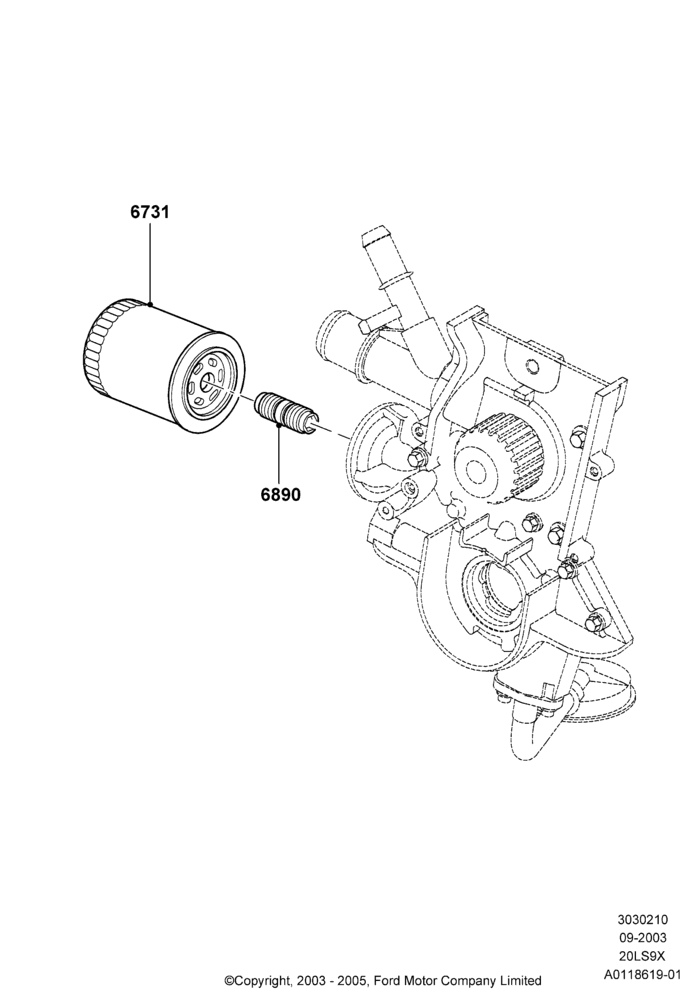 10 - Oil Cooler and Filter, CVH 2.0  EFI; 04/SEP/2003-05/APR/2004