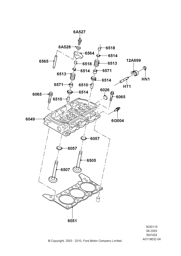 15 - Cylinder Head, 3.9L OHV EFI NA V6 GAS; 25/AUG/2003-02/JAN/2007