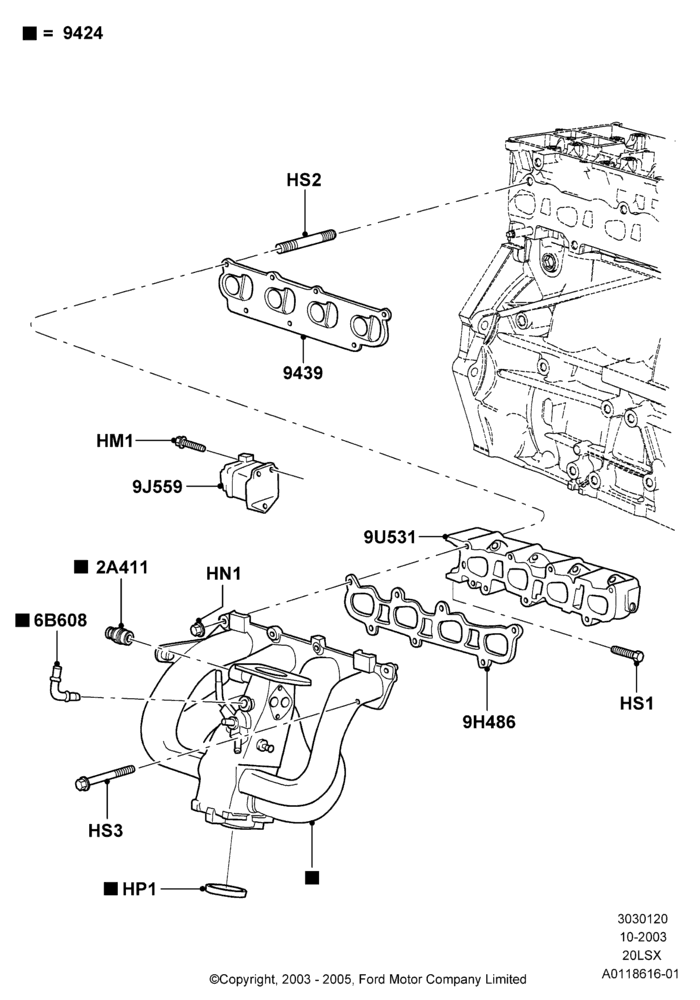20 - Intake Manifold, CVH 2.0  EFI; 04/SEP/2003-05/APR/2004
