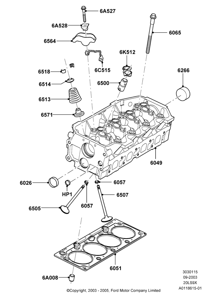 15 - Cylinder Head, CVH 2.0  EFI; 04/SEP/2003-05/APR/2004