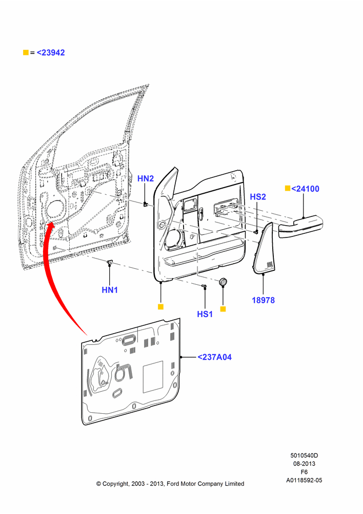 40D - Front Door Trim Panels, Super Cab, With Manual Front Windows; 02/JUN/2003-18/AUG/2008