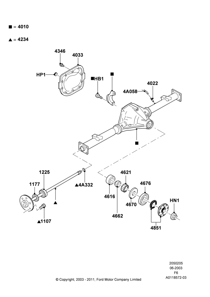 05B - Rear Axle, With 9.75" Axle; 02/JUN/2003-17/JUL/2006