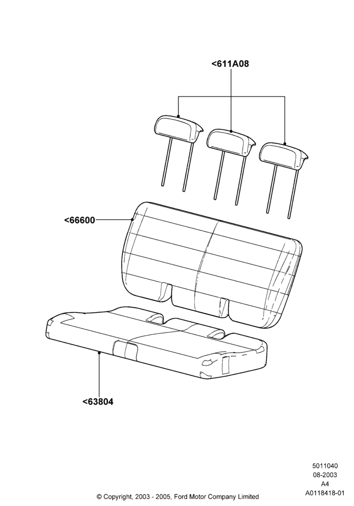 40C - Rear Seat Covers, All Third Row Seating; 25/AUG/2003-02/JAN/2007