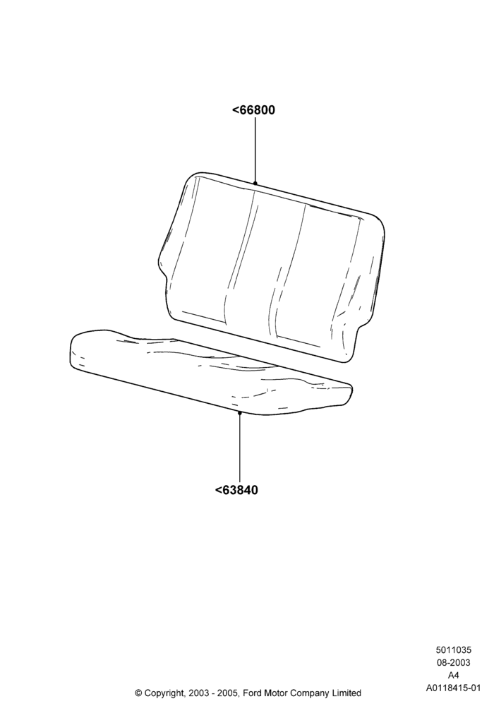 35B - Rear Seat Pads/Valances & Heating, 2nd Row Bench Seat - 2 Passenger; 25/AUG/2003-02/JAN/2007
