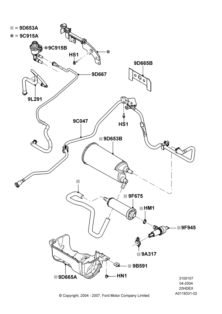 07A - Fuel Vapour System, 2.0L Duratec HE (137PS); 05/APR/2004-27/AUG/2007