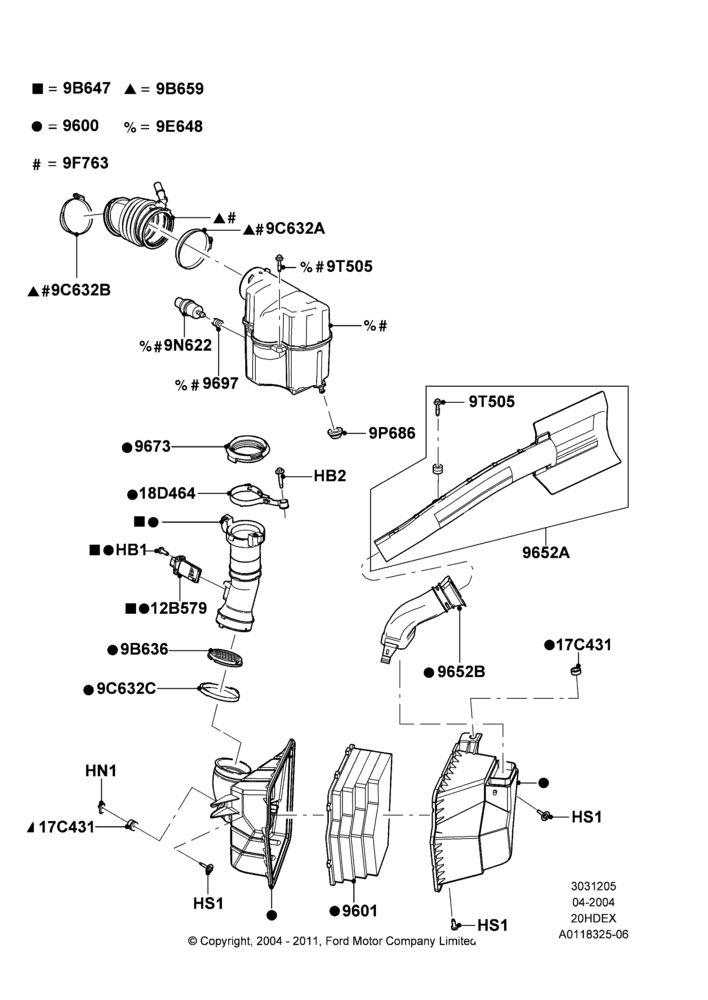 05A - Air Cleaner, 2.0L Duratec HE (137PS), PZEV Evaporative Emission; 05/APR/2004-18/JUL/2005