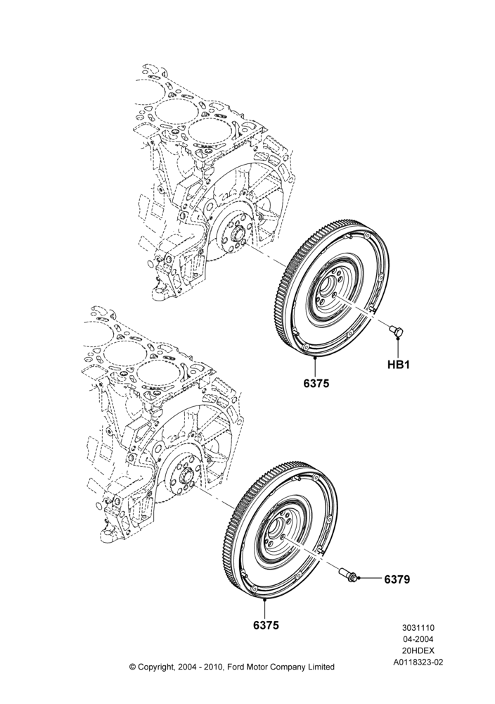 10A - Flywheel, 2.0L Duratec HE (137PS); 05/APR/2004-07/DEC/2010