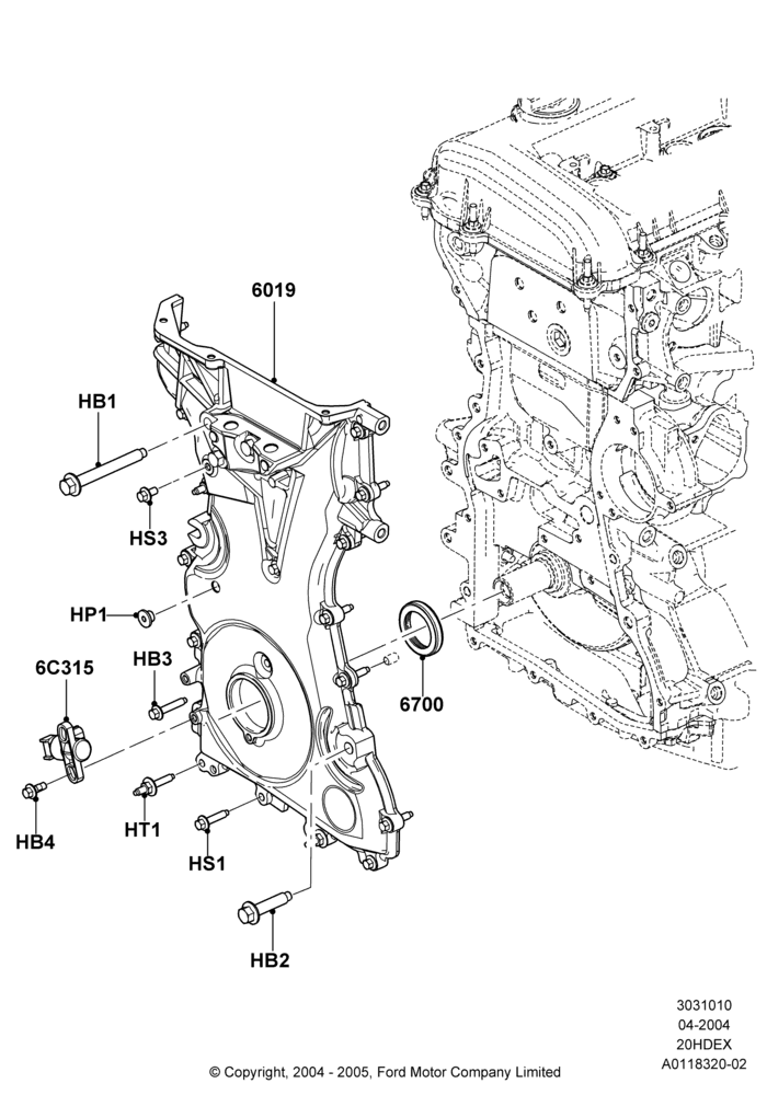 10A - Timing Gear Covers, 2.0L Duratec HE (137PS); 05/APR/2004-07/DEC/2010