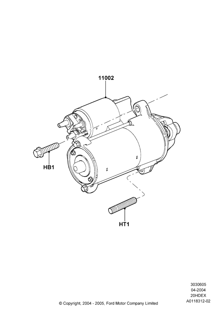 05A - Starter Motor, 2.0L Duratec HE (137PS); 05/APR/2004-07/DEC/2010