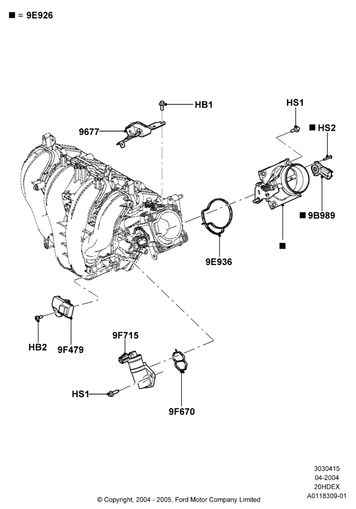 15A - Throttle Housing, 2.0L Duratec HE (137PS); 05/APR/2004-27/AUG/2007