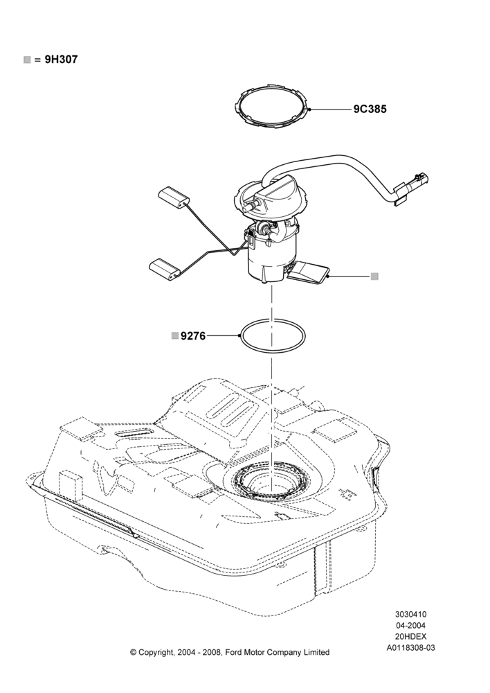 10A - Fuel Pump And Sender Unit, 2.0L Duratec HE (137PS); 05/APR/2004-27/AUG/2007