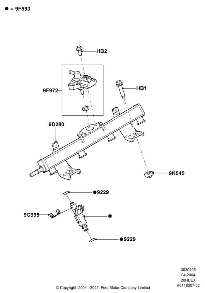 05A - Fuel Injectors and Pipes, 2.0L Duratec HE (137PS); 05/APR/2004-27/AUG/2007