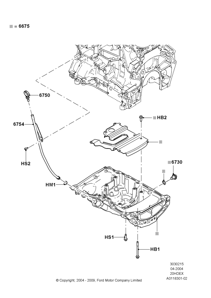 15A - Oil Pan/Oil Level Indicator, 2.0L Duratec HE (137PS); 05/APR/2004-07/DEC/2010