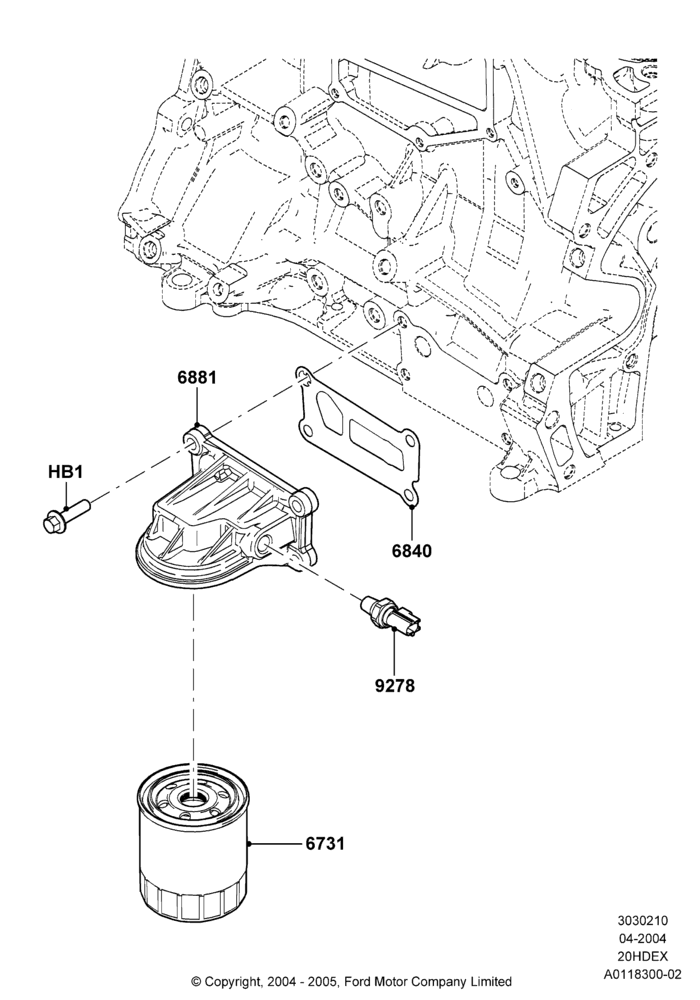 10A - Oil Cooler and Filter, 2.0L Duratec HE (137PS); 05/APR/2004-07/DEC/2010