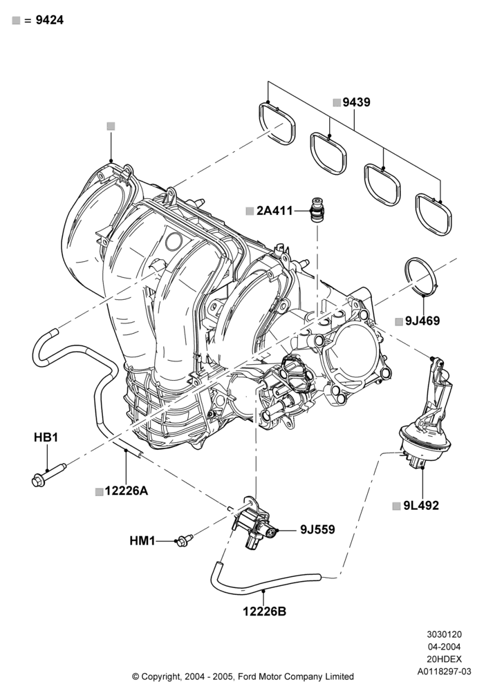 20A - Intake Manifold, 2.0L Duratec HE (137PS); 05/APR/2004-27/AUG/2007