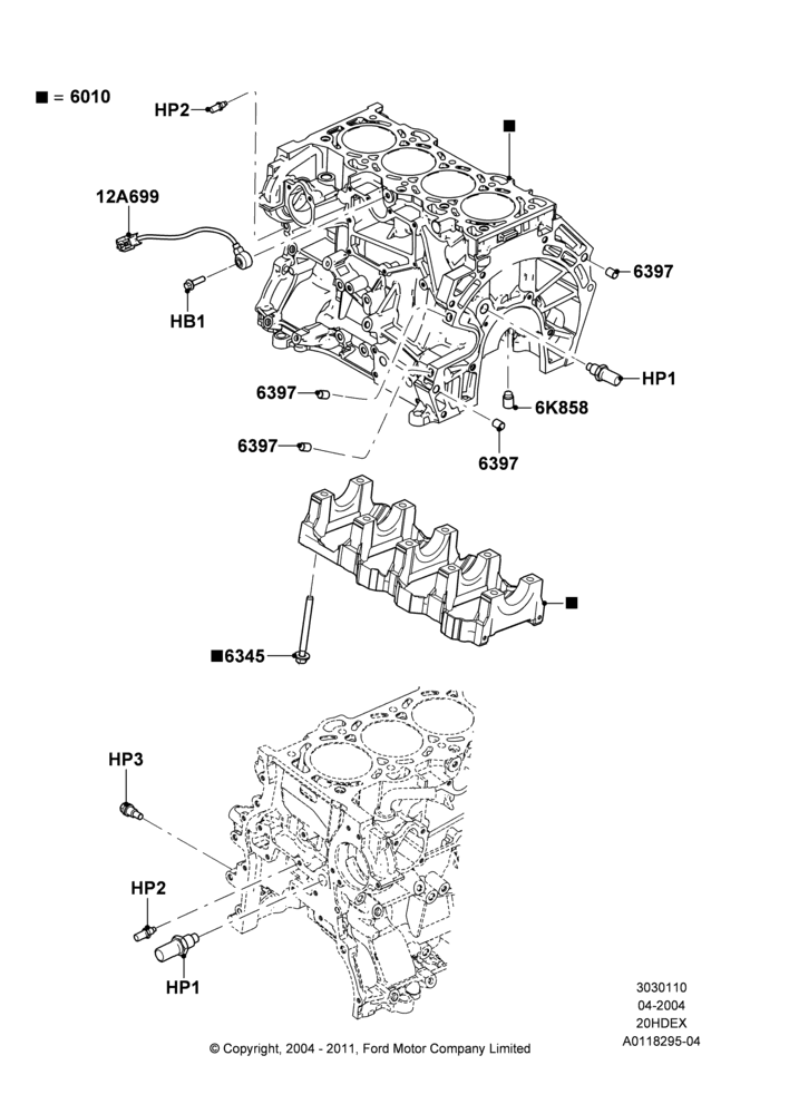10A - Cylinder Block and Plugs, 2.0L Duratec HE (137PS); 05/APR/2004-07/DEC/2010