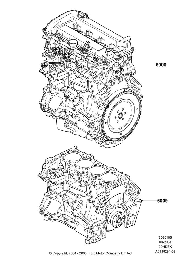 05A - Service Engine and Short Block, 2.0L Duratec HE (137PS); 05/APR/2004-07/DEC/2010