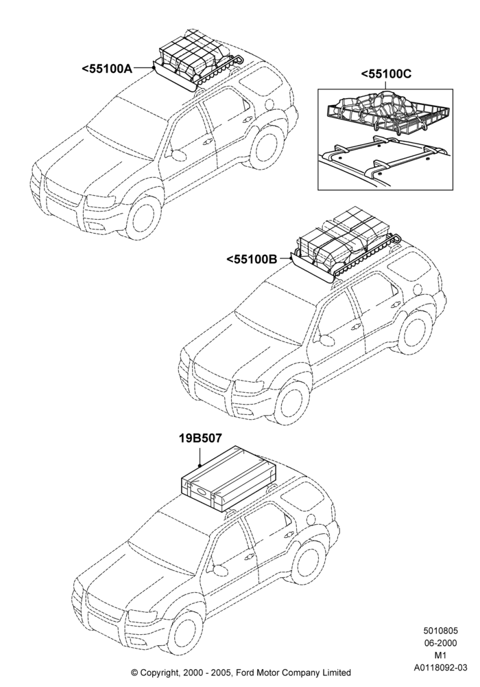 05XB - Roof Rack Systems, (+) North American Markets, Accessory; 12/JUN/2000-01/MAY/2006