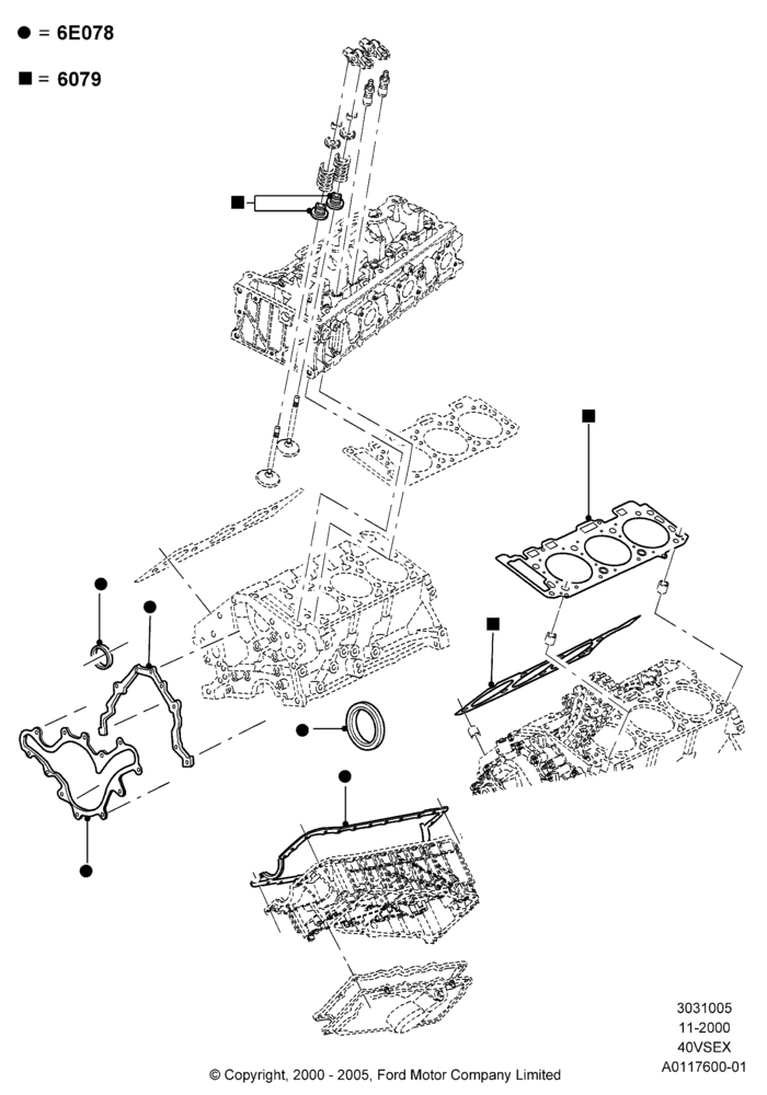 05B - Engine Gasket Kits, 4.0L V6 12V SOHC EFI; 13/NOV/2000-16/DEC/2010