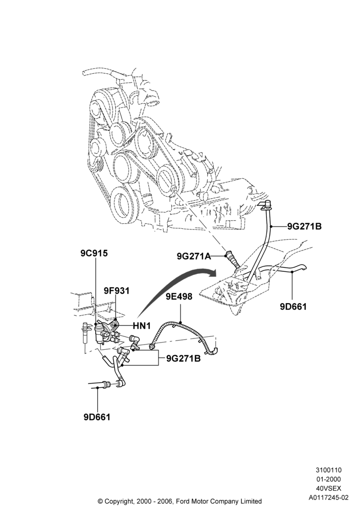 10F - Fuel Lines, 4.0L V6 12V SOHC EFI, Valve - Vapor Management; 31/JAN/2000-24/JUL/2000