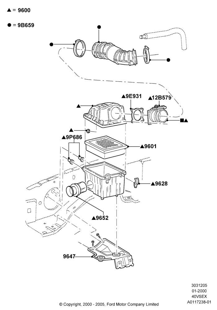 05F - Air Cleaner, 4.0L V6 12V SOHC EFI; 24/JUL/2000-04/MAR/2002