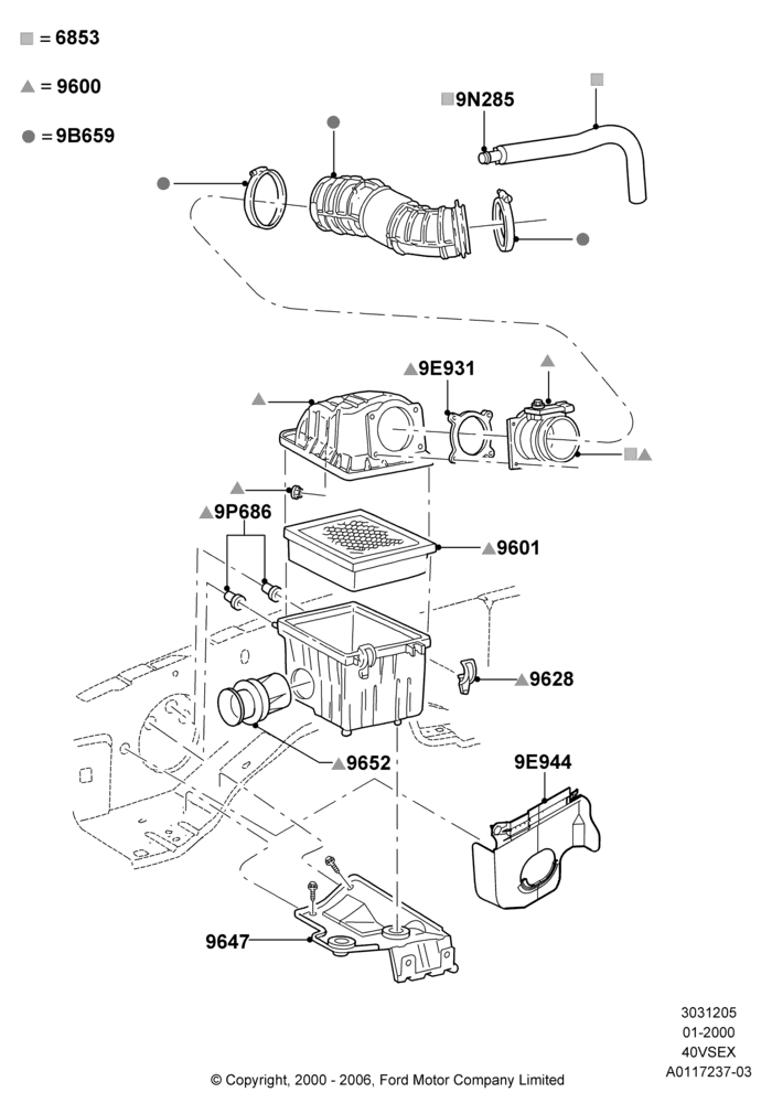 05E - Air Cleaner, 4.0L V6 12V SOHC EFI; 31/JAN/2000-24/JUL/2000