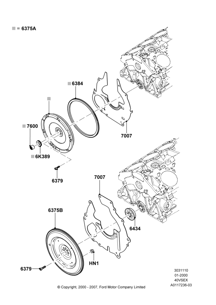 10C - Flywheel, 4.0L V6 12V SOHC EFI; 31/JAN/2000-09/MAY/2003