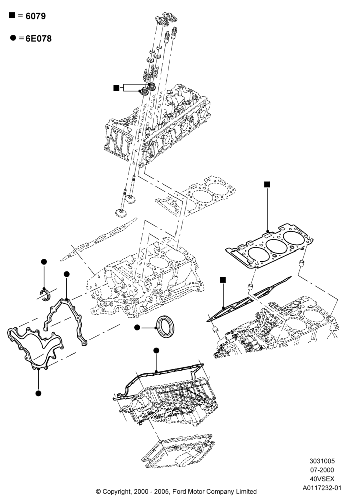 05C - Engine Gasket Kits, 4.0L V6 12V SOHC EFI; 31/JAN/2000-09/MAY/2003