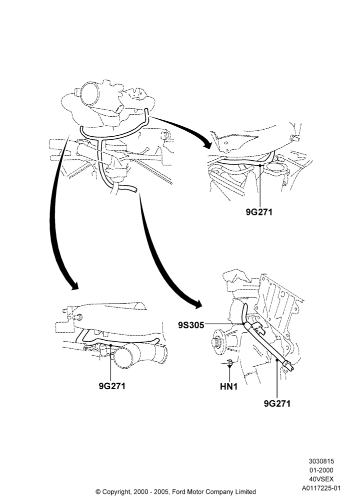 15D - Emission Control - Valves/Hoses, 4.0L V6 12V SOHC EFI, FUEL VAPOR RETURN HOSE ROUTING; 31/JAN/2000-24/JUL/2000