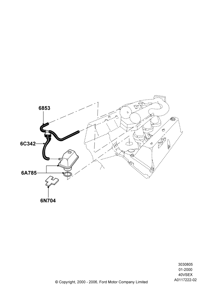 05D - Emission Control - Crankcase, 4.0L V6 12V SOHC EFI; 31/JAN/2000-24/JUL/2000