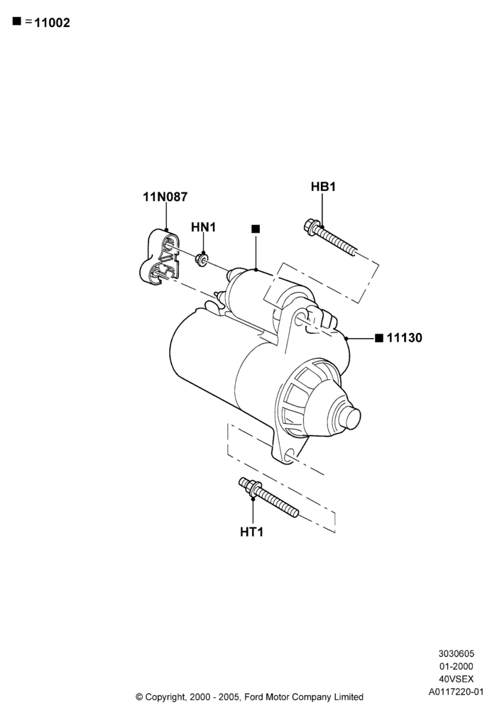 05C - Starter Motor, 4.0L V6 12V SOHC EFI; 31/JAN/2000-09/MAY/2003