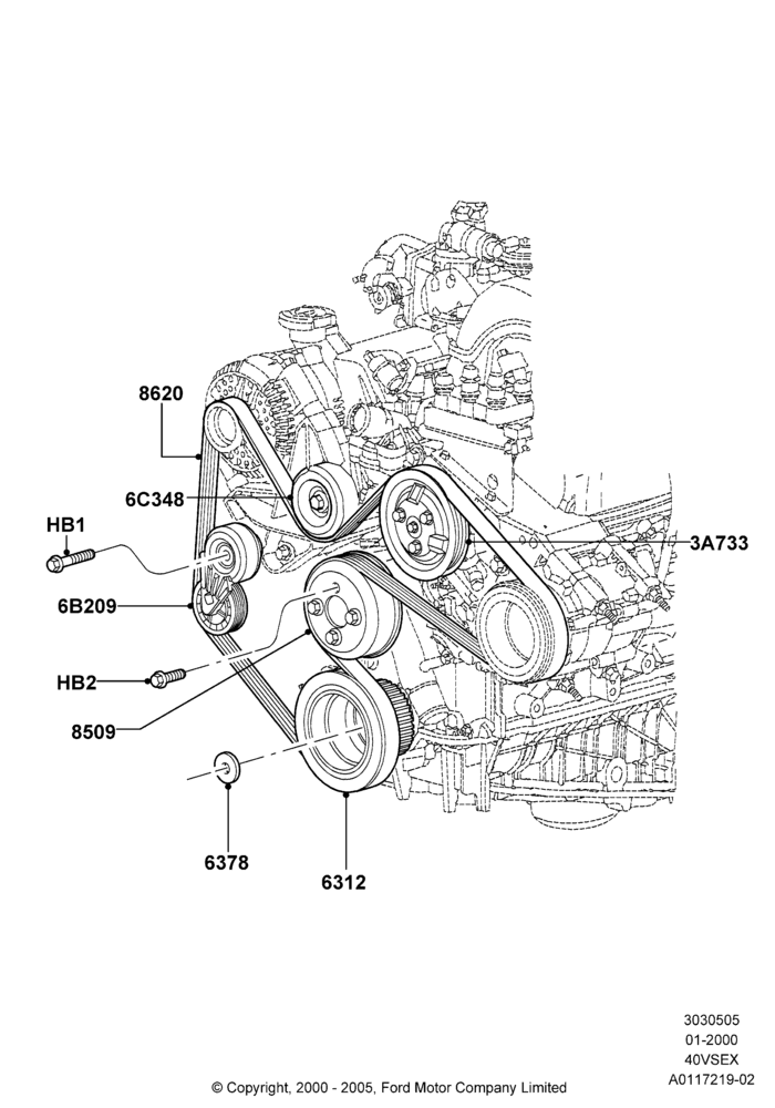 Pulleys and Drive Belts, 4.0L V6 12V SOHC EFI