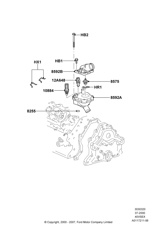 Thermostat/Housing & Related Parts, 4.0L V6 12V SOHC EFI