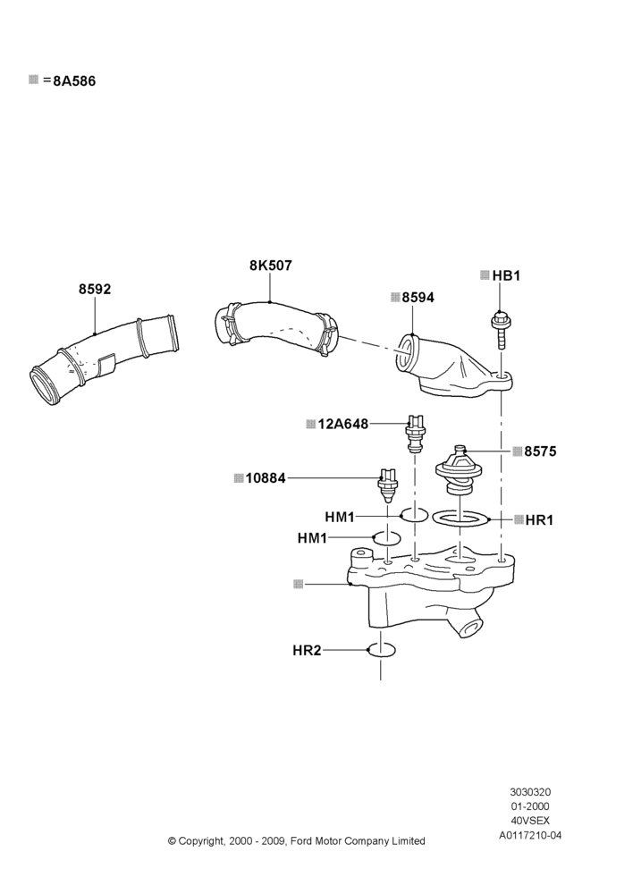 Thermostat/Housing & Related Parts, 4.0L V6 12V SOHC EFI