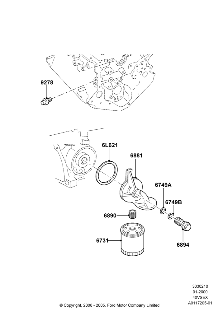 10C - Oil Cooler and Filter, 4.0L V6 12V SOHC EFI; 31/JAN/2000-09/MAY/2003