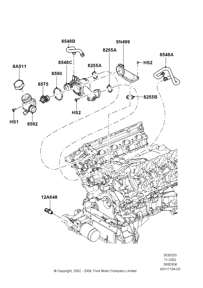 20D - Thermostat/Housing & Related Parts, 3.9L Dohc EFI NA V8 Gas*HP; 18/NOV/2002-01/JUL/2005