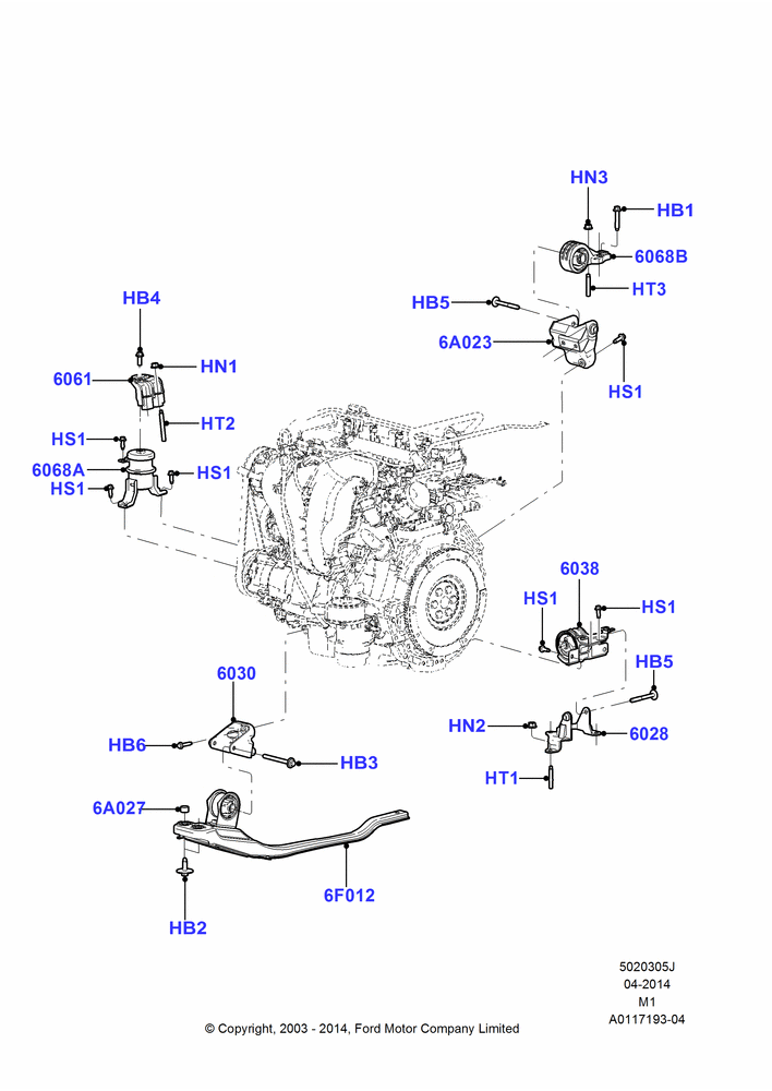 05J - Engine Mounting, 2.3L Duratec-HE (145PS) - MI4, Manual Transmission; 22/DEC/2003-01/MAY/2006