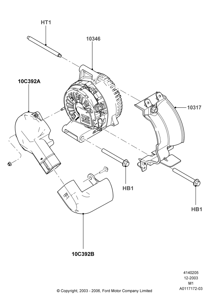 05C - Alternator and Mountings, 2.3L Duratec-HE (145PS) - MI4; 22/DEC/2003-01/MAY/2006