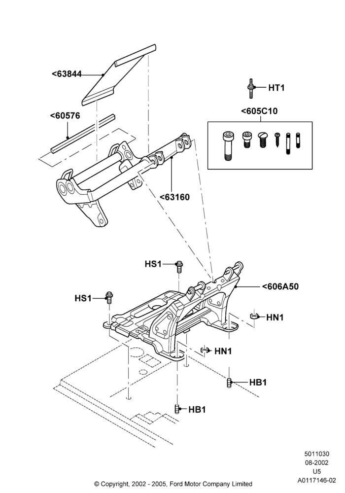 30L - Rear Seat Base, With All Second Row 40-20-40 Seats, 40% Seat, LH Seat; 19/AUG/2002-19/JUL/2005