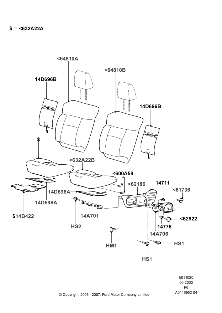 20C - Front Seat Pads/Valances & Heating, Sports Front Seat, Super Cab, With Captain Chair Front Seats; 02/JUN/2003-23/AUG/2004
