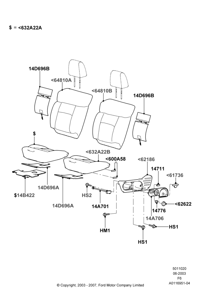 20E - Front Seat Pads/Valances & Heating, Crew Cab, Sports Front Seat, With Captain Chair Front Seats; 02/JUN/2003-23/AUG/2004