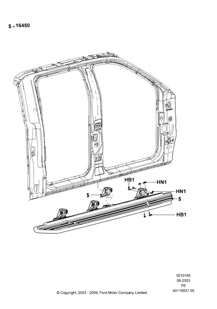 65E - Running Boards/Side Steps, Crew Cab, Running Boards-Platform-Body Color, Production Molded Boards; 02/JUN/2003-23/DEC/2014