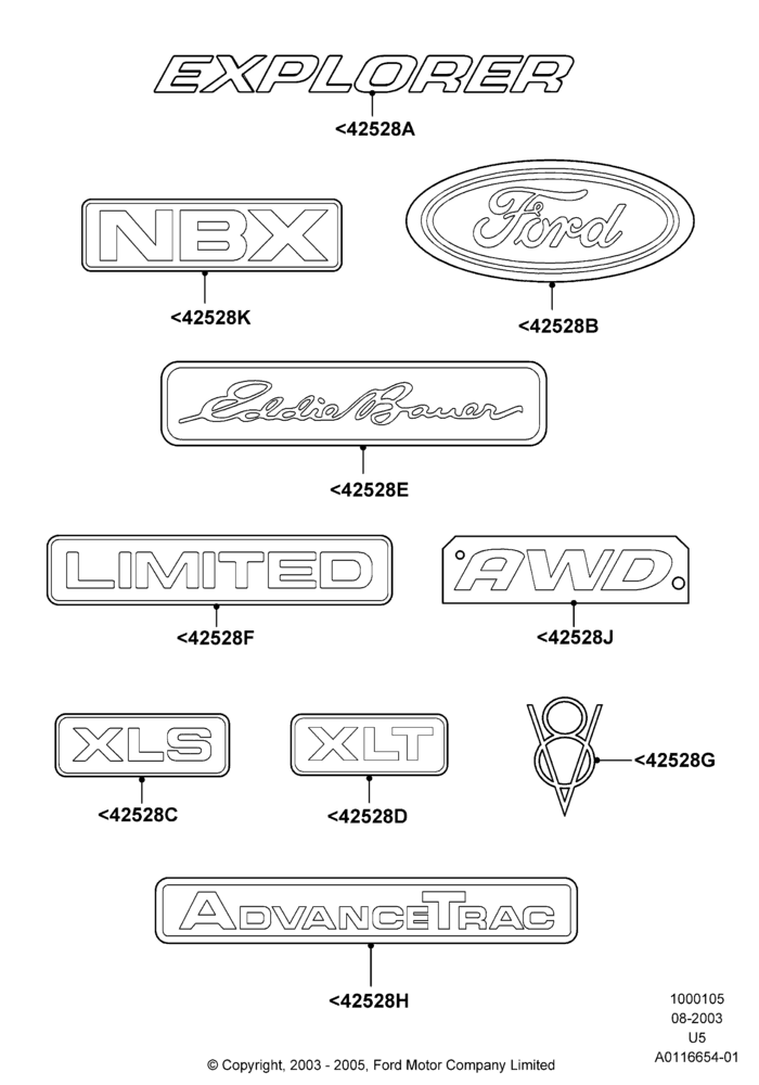 05D - Name Plates, Ford Series; 04/AUG/2003-02/AUG/2004