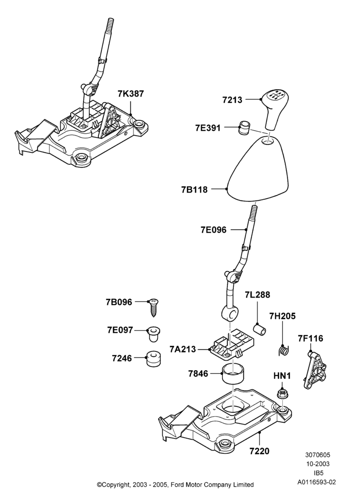 05I - Gear Change Lever - Manual Trans, B5/IB5, CVH 2.0  EFI; 04/SEP/2003-05/APR/2004